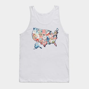 Retro America USA Map, You Are Bible Verse, 4th Of July, USA Flag, American Girl, American 1776 Tank Top